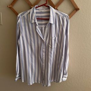 Striped button front full cut shirt.
